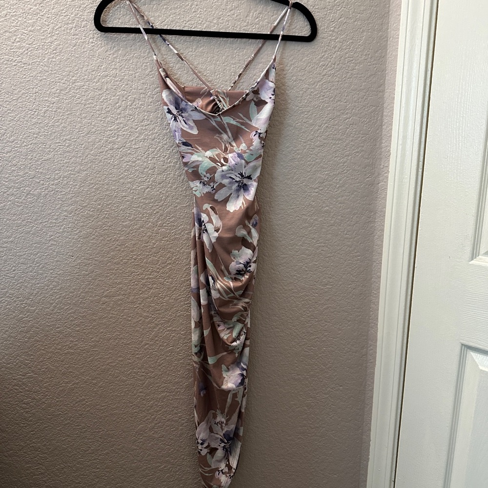 Floral Asymmetrical Midi Spaghetti Strap Dress